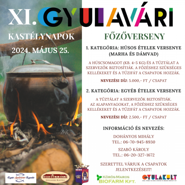 XI. Gyulavári Kastélynapok – főzőverseny – felhívás